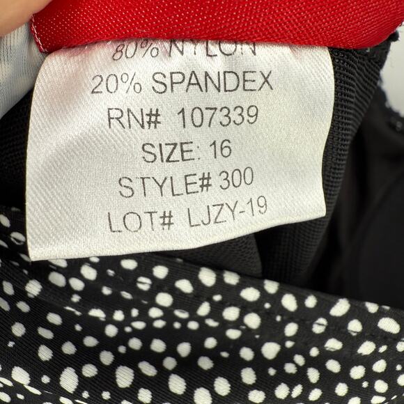 Love My Curves Polka Dot Swim Dress Bathing Suit Womens Size 16 Ruched Waist - Picture 8 of 8